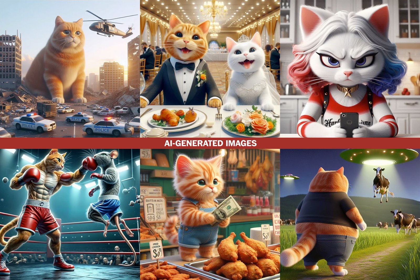 Image generated by IA of cats playing football, example of futile and distractive uses of artificial intelligence.