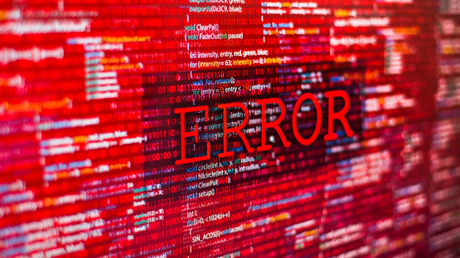 Error screen of the 2000 bug, illustration of fears and flaws of computer systems.